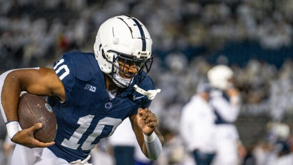 Coach James Franklin said Penn State RB Nicholas Singleton is dealing with a short-term injury during his weekly presser Monday, Nov. 11, 2024.