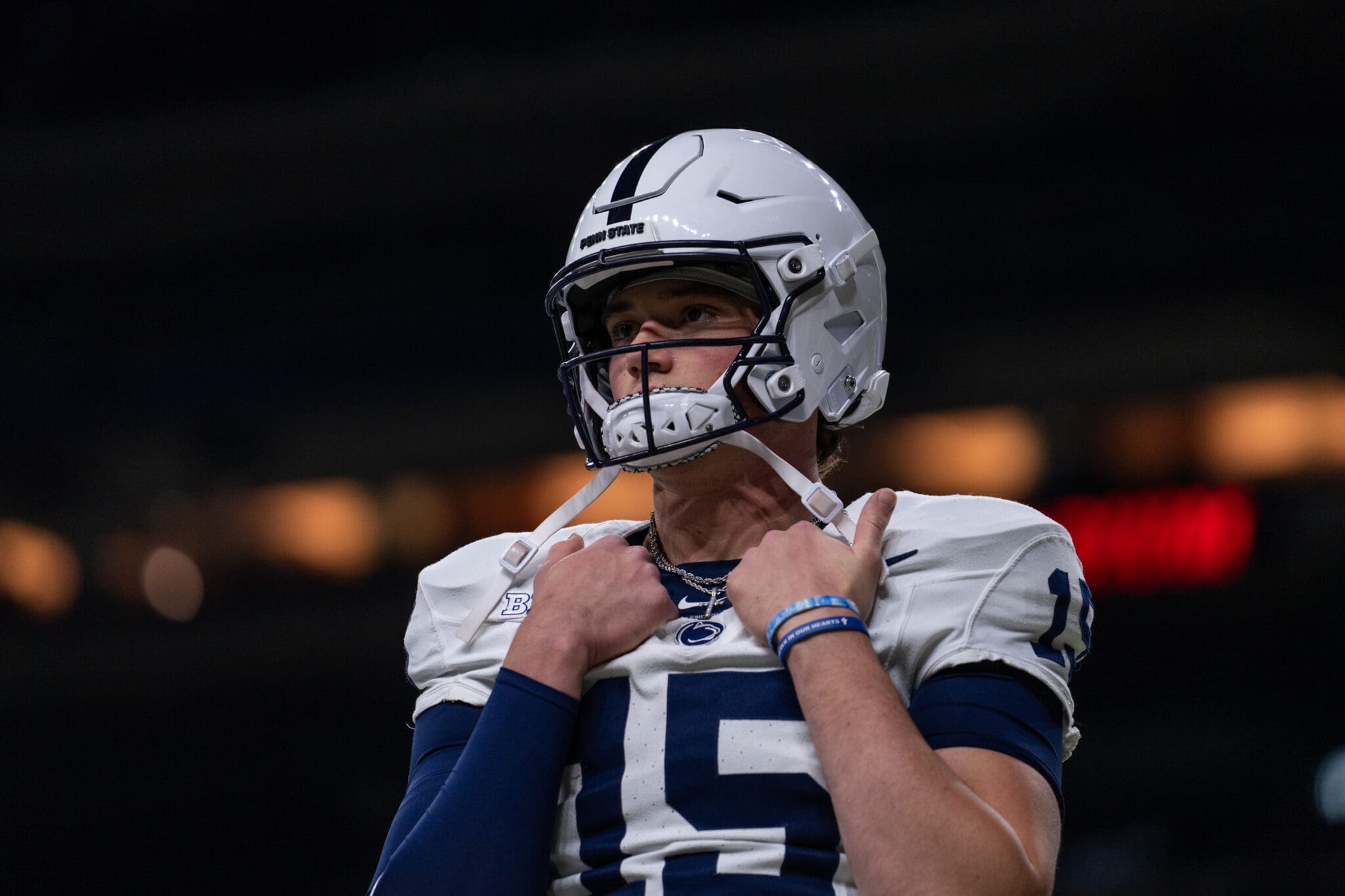 Penn State QB Drew Allar’s two interceptions were costly in Penn State football’s 45-37 loss to Oregon in the Big Ten championship game Saturday, Dec. 7, 2024 at Lucas Oil Stadium in Indianapolis, Indiana.