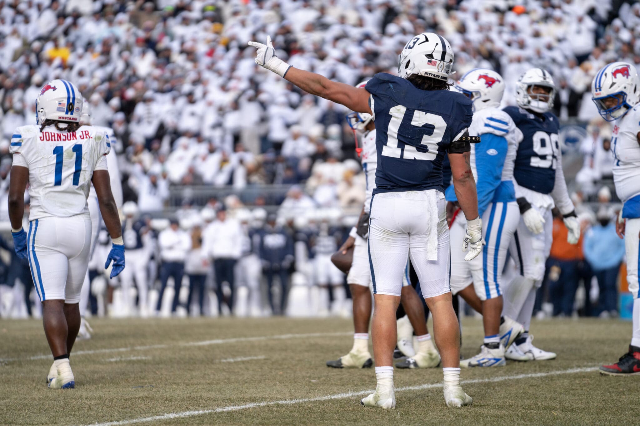 Tony Rojas and the Penn State defense smothered SMU in a 38-10 College Football Playoff win Saturday, Dec. 21 at Beaver Stadium.