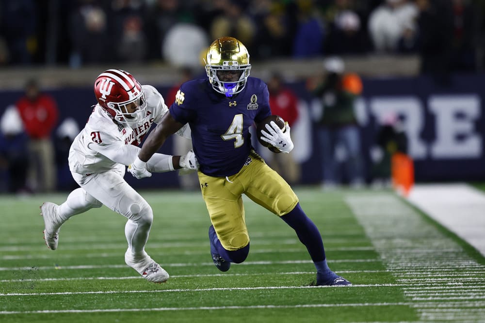 Notre Dame would certainly love to have RB Jeremiyah Love close to 100% for its Orange Bowl/College Football Playoff semifinal with Penn State Jan. 9.