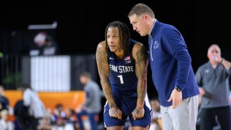 Ace Baldwin Jr., Mike Rhoades, Penn State Basketball
