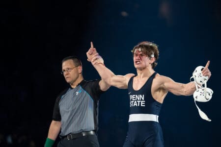 There was blood for Penn State wrestling star Tyler Kasak against Iowa.