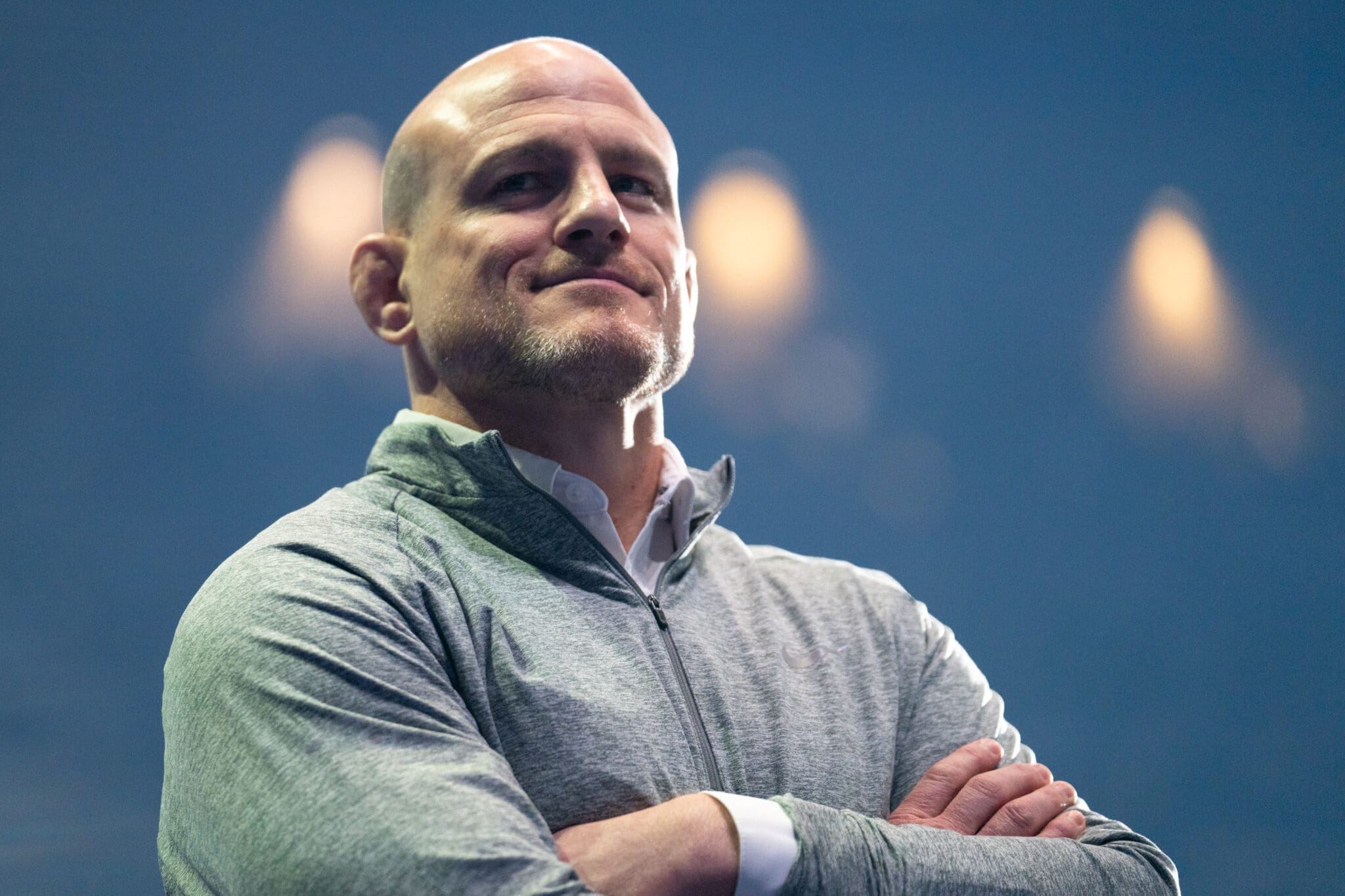 For Penn State wrestling coach Cael Sanderson, PSU football legend Saquon Barkley is “a beast.”