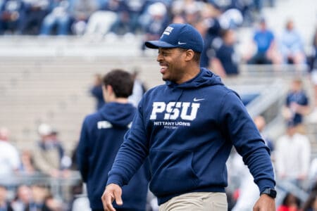 Penn State WR coach Marques Hagans loves the way his unit blocks. 