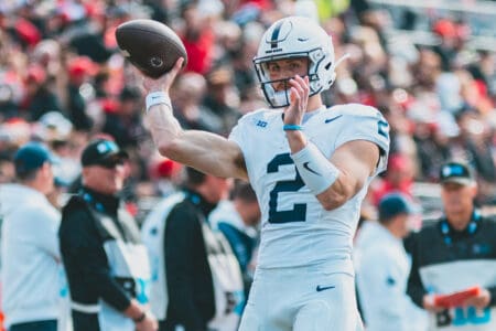 Liam Clifford took reps at quarterback for Penn State in warmups at Ohio State.