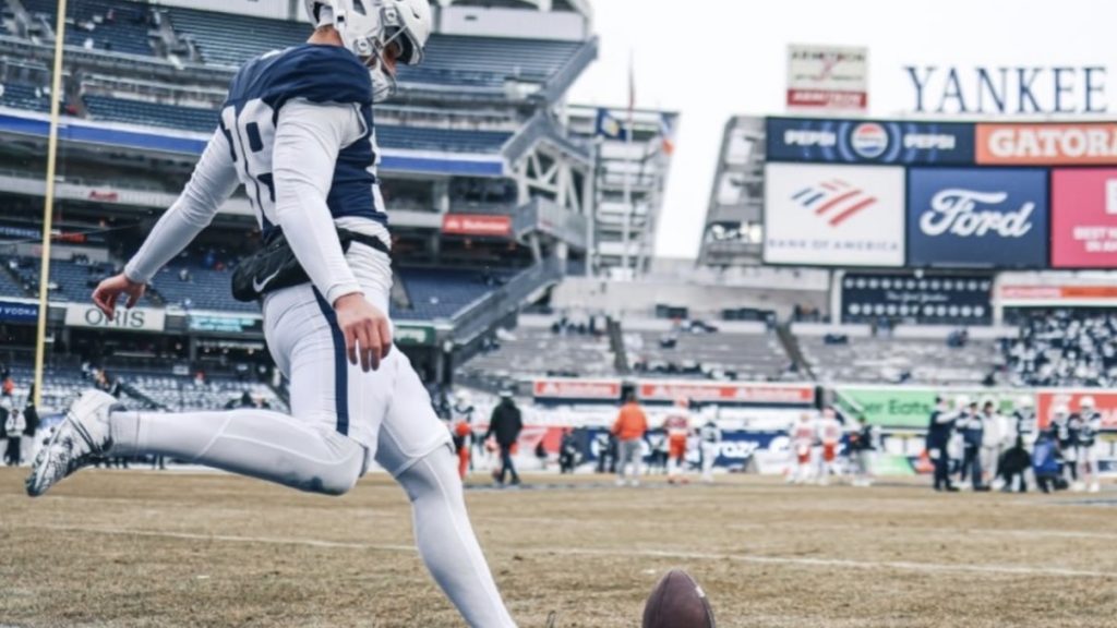 Penn State Football kicker Matthew Parker prepares for the Pinstripe Bowl. Image courtesy of Matthew Parker's Instagram account.